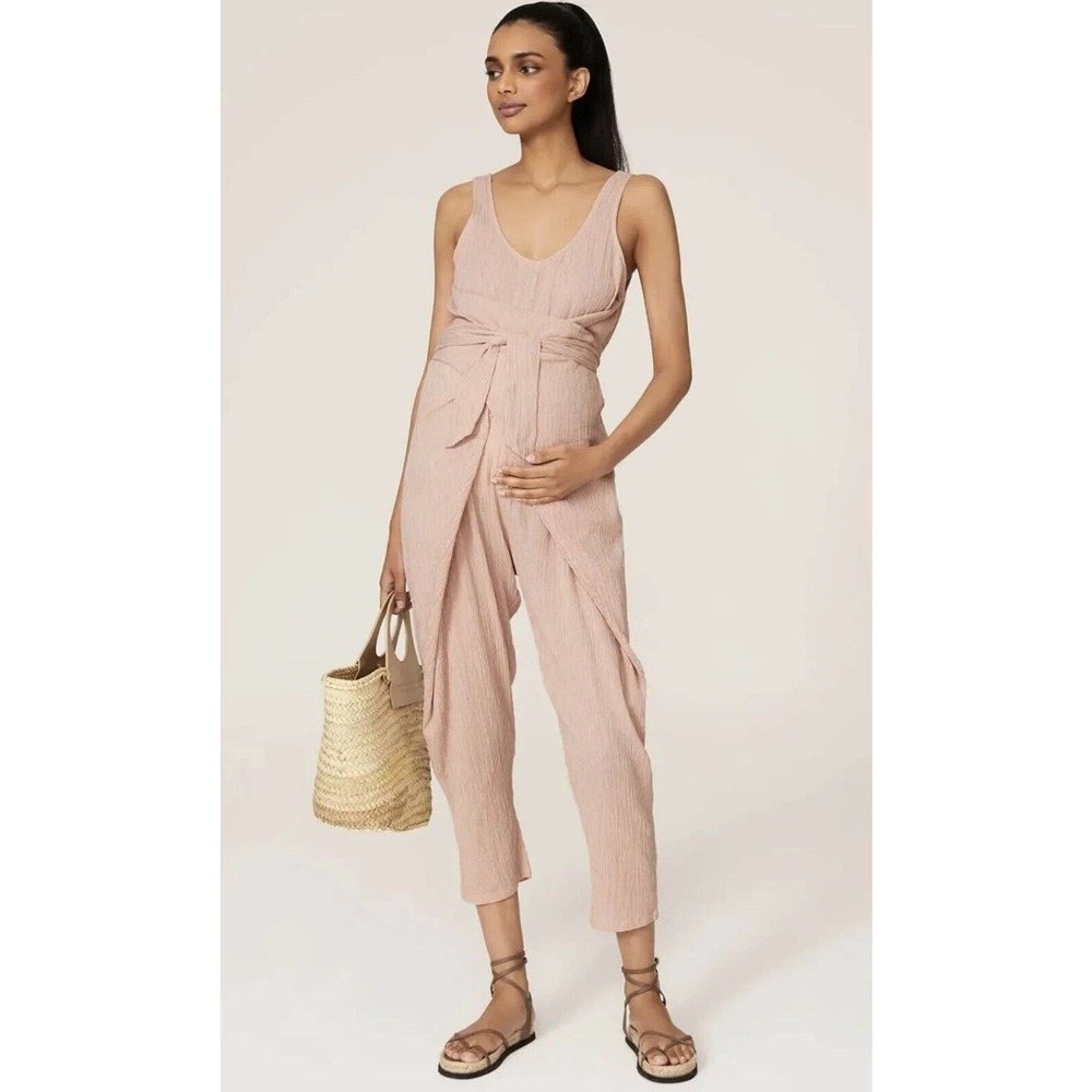 Hatch Maternity The Wraparound Jumpsuit Size XS 0 Pink Gingham Comfy